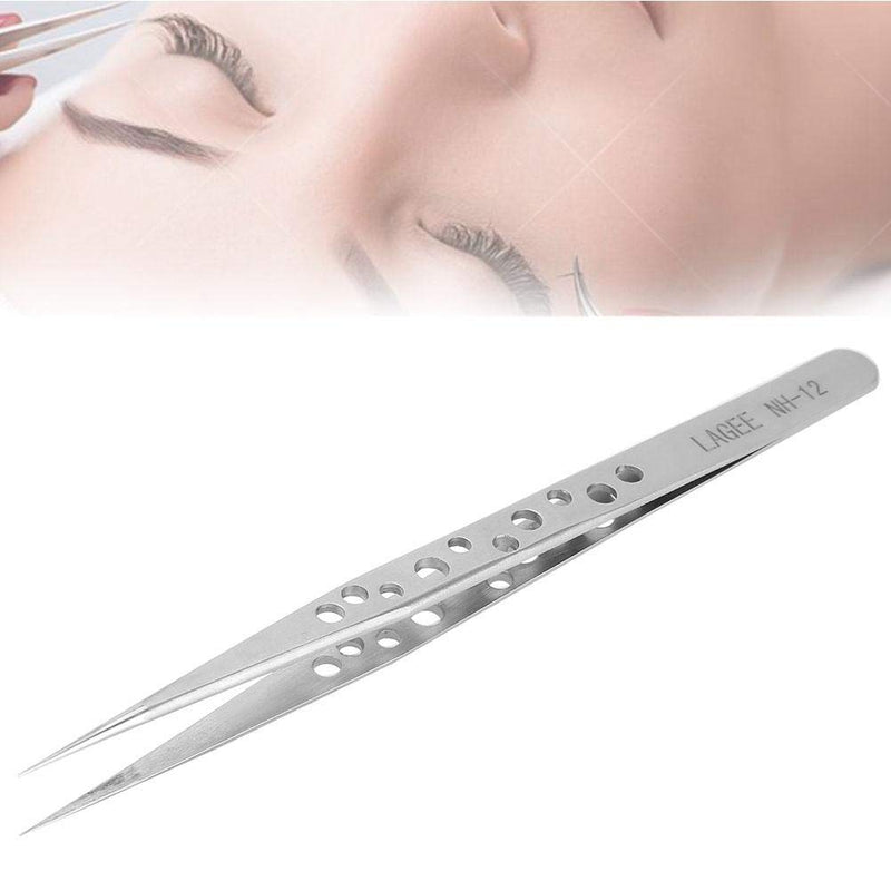 [Australia] - Stainless Steel Point Tweezer for False Eyelashes, Antistatic Tweezer Kit Eyelash Extensions Straight Tweezers for Splinters, Ticks & Glass Removal Best for Eyebrow Hair, Facial Hair Removal NH-12 