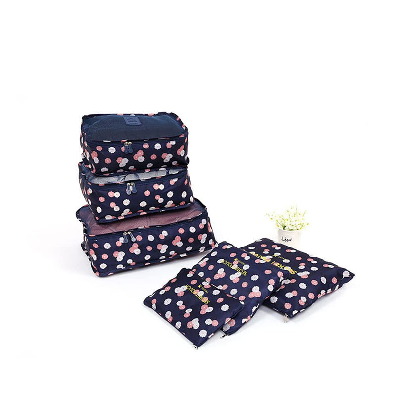 [Australia] - Angeer 12 Pcs Luggage Organiser Set Compression Pouch Packing Cubes Travel Storage Bags Clothes Suitcase (Navy blue flowers) Navy Blue Flowers 