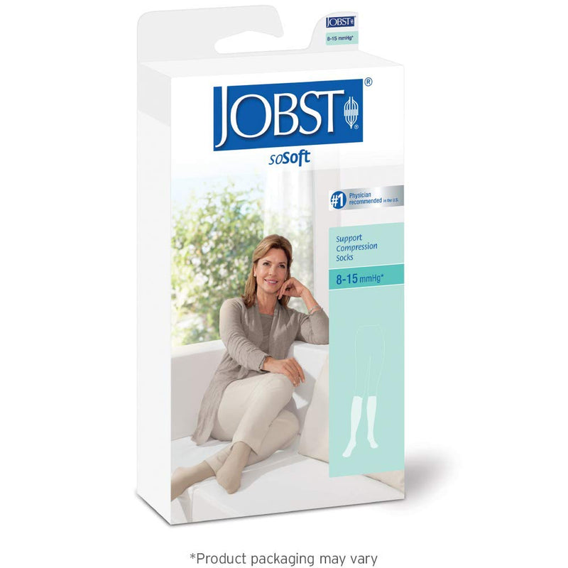 [Australia] - JOBST soSoft Knee High Closed Toe Ribbed Brocade Compression Stockings, Breathable, Extra Soft Legware for Tired and Heavy Legs Compression Class- 8-18 Medium Black Brocade 