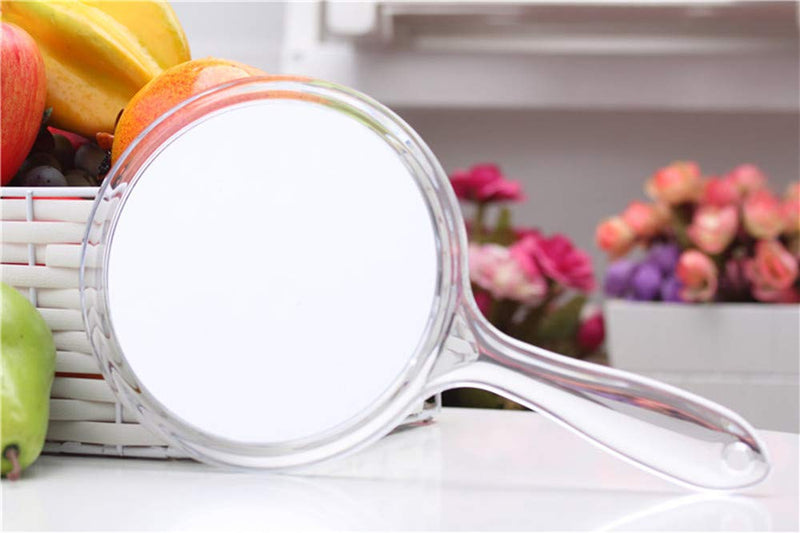 [Australia] - TOPYHL Makeup Hand Mirror, Double-Sided 3X 1x Magnifying Large Travel Handheld Mirror Cosmetic Mirror Acrylic Clear Finish Round Mirror (White) White 