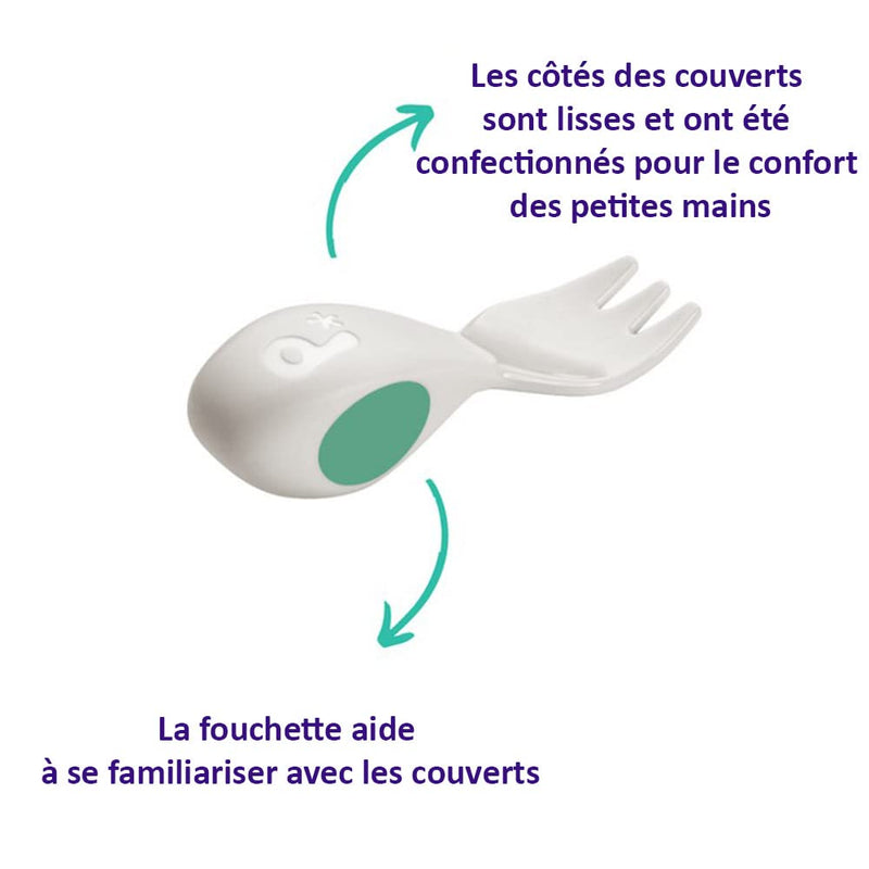 [Australia] - Doddl Baby Spoon and Fork, Cutlery Set for Babies 6+ Months, Learn to Self-Feed. Helps Weaning (Aqua) 