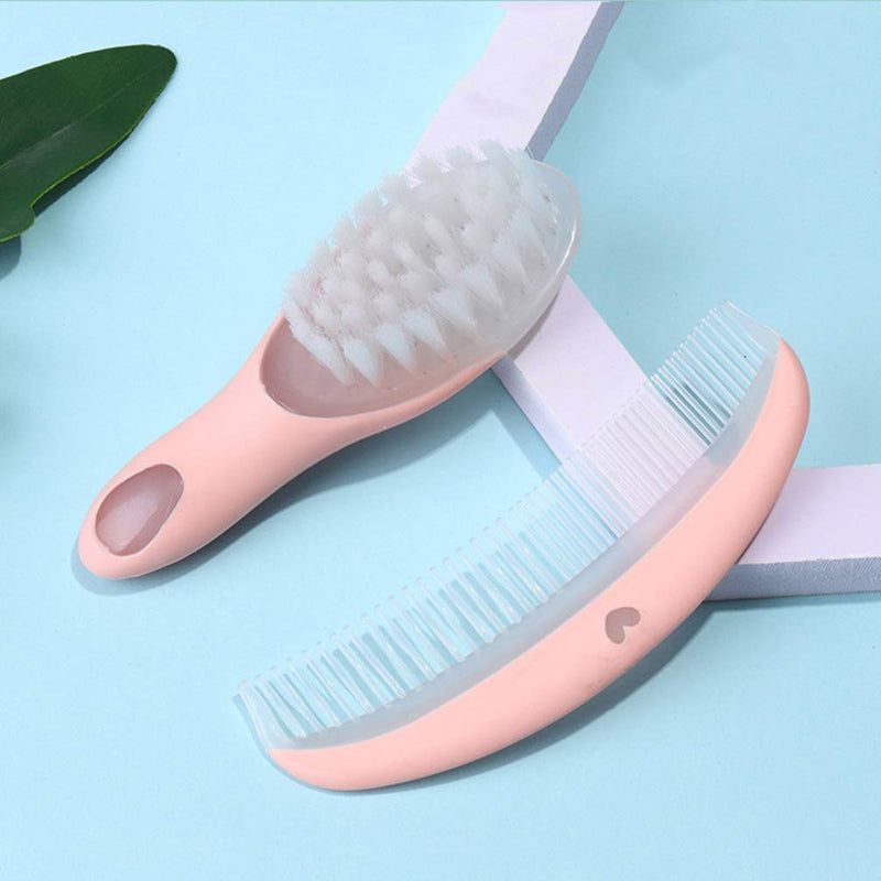 [Australia] - SUPVOX Baby Soft Brush and Comb Set Eco Friendly Massage Hairbrush Bath Brush for Newborns and Toddlers (Pink) 