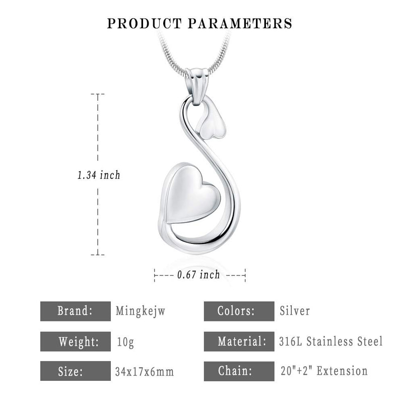 [Australia] - mingkejw Cremation Jewelry for Ashes Infinity Heart Urn Necklaces Keepsake Memorial Lockets Pendants for Human Ashes Holder for Women Men Silver 