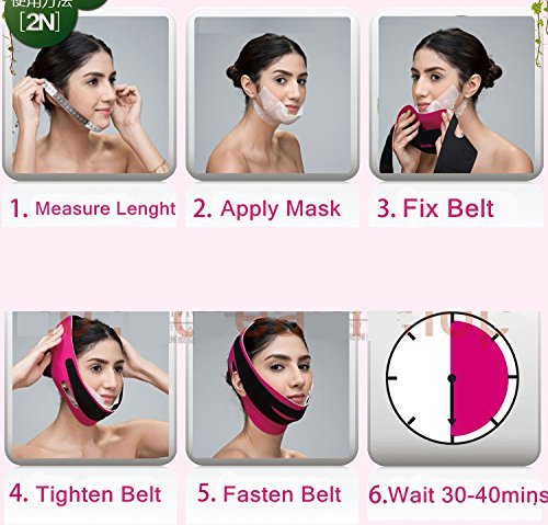 [Australia] - Face Firming Mask, Face Slimming Cheek Mask, Chin Lift Up Mask with Bandage Belt for Tightening Face Skin and Making V-line Chin Moisturizing (7PCS+Bandage) 7PCS+Bandage 
