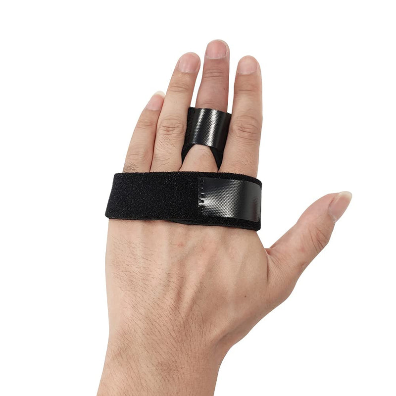 [Australia] - Denpetec Trigger Finger Splint, Lightweight Durable, Non Slip Adjustable Strap, for Thumb, Index, Middle, Ring, Little Finger, Finger Pain Relief and Sport Injuries(Black) Black 