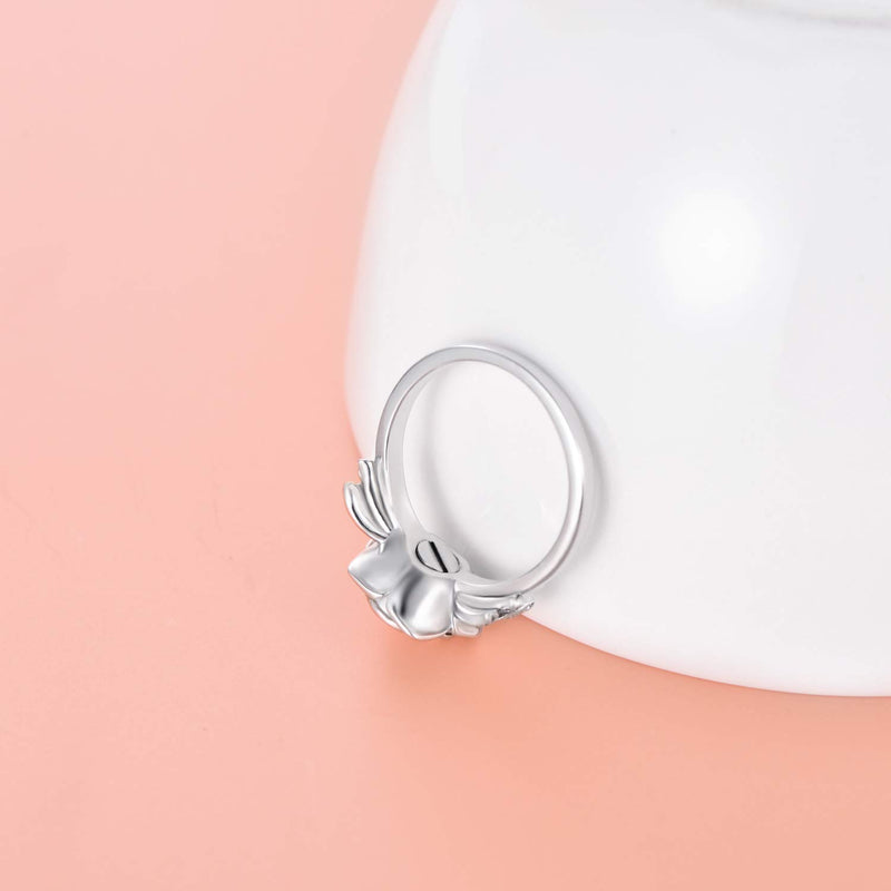[Australia] - 925 Sterling Silver Rose Flower Cremation Urn Ring Holds Loved Ones Ashes Cremation Keepsake Ring Jewelry Embellished with Crystals from Austria 6 