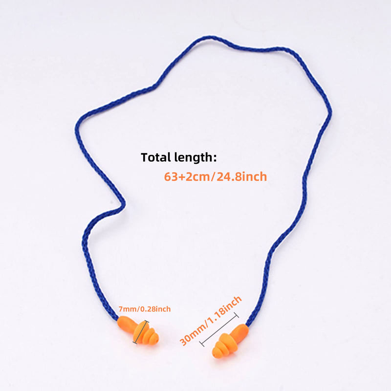 [Australia] - TSHAOUN 20 Pairs Corded Ear Plugs， Reusable Silicone Earplugs Sleep Noise Cancelling, for Noise Cancelling and Hearing Protection (Orange) Orange 