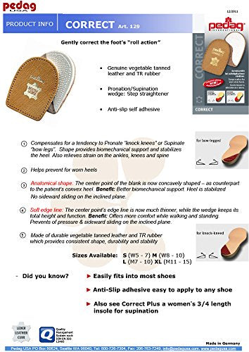 [Australia] - Pedag Correct, German Made Medial and Lateral Wedge Heel Straightener Insert, for Pronation and Supination, Knock Knee Pain, Bow Legs, Vegetable Tanned Leather, Extra Large (Men 11L to Men 13) Extra Large (M11-13/EU 44-46) 