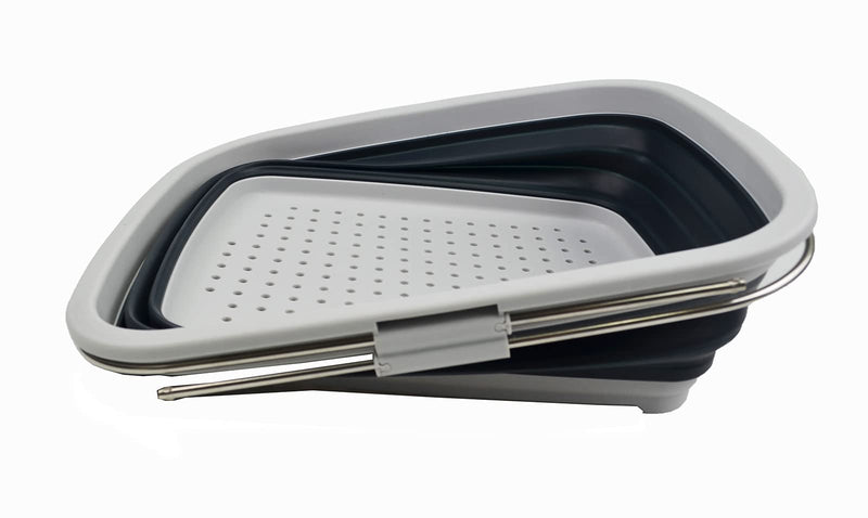 [Australia] - SAMMART 8L Expandable & Collapsible Dish Drainer - Foldable Drying Rack - Portable Dinnerware Organizer - Space Saving (Grey/Slate Grey, 1) Grey/Slate Grey 