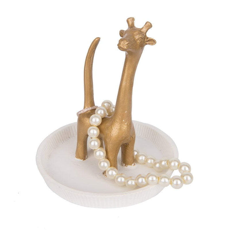 [Australia] - NIKKY HOME Metal Giraffe Jewelry Stand and Dish for Ring Earring Bracelet Holder Organizer Gold and White 