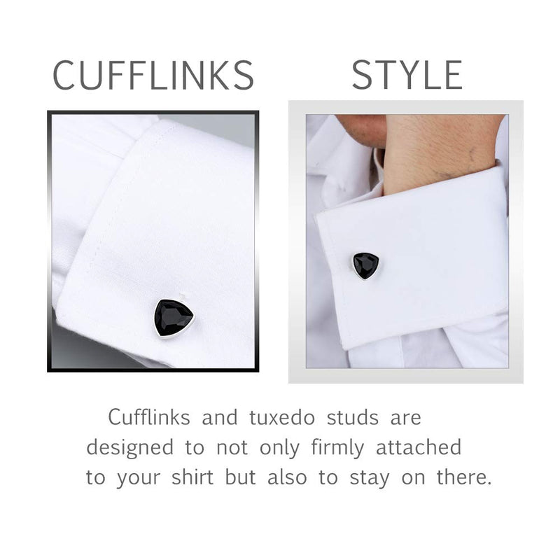 [Australia] - AMITER Crystal Cufflinks and Studs Set for Men Formal Business Wedding Tuxedo Shirts French Shirts Black 
