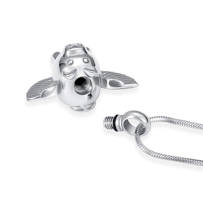 [Australia] - Minicremation Cremation Jewelry Urn Necklace for Ashes, Flying Pig Memorial Pendant Made of 316L Stainless Steel, Keepsakes Locket Four Colors Can be Choose. Silvery 