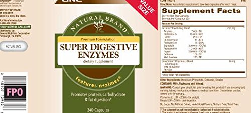 [Australia] - GNC Natural Brand Super Digestive Enzymes, 240 Capsules, Supports Protein, Carbohydrate and Fat Digestion 120 Servings (Pack of 1) 