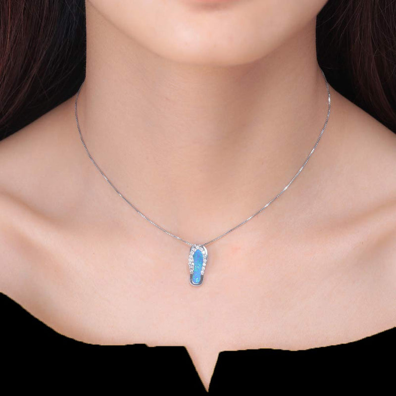 [Australia] - CiNily Opal Necklace White Gold Plated or Rose Gold Plated Opal Pendant Necklace Jewelry Gifts for Women Gemstone Necklaces shoe necklace-blue 