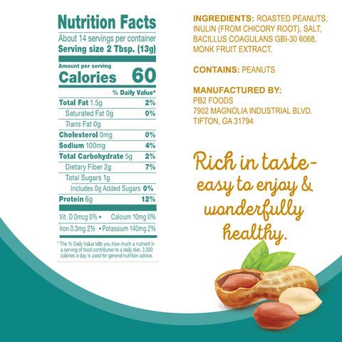 [Australia] - PB2 Peanut Butter Powder - No Sugar Added, Supplemented with Prebiotics + Probiotics, Gluten Free, Non-GMO [6.5 oz] 
