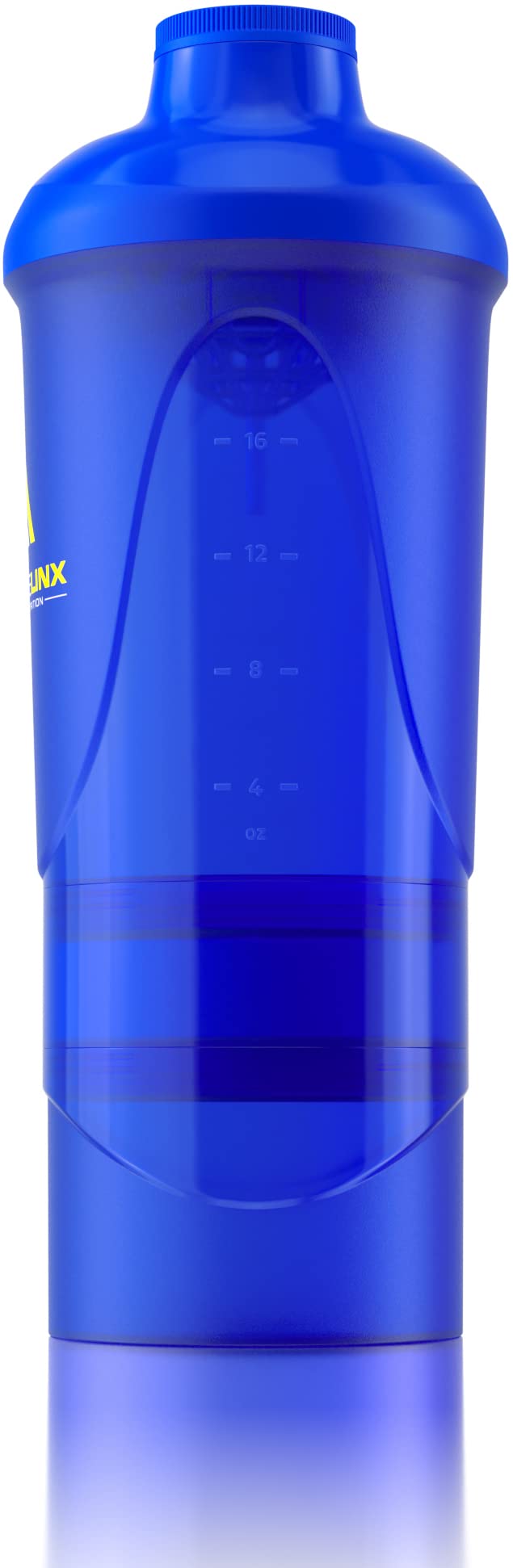 [Australia] - Protein shaker screw top 100% LEAK PROOF drinks bottle 500ml to 700ml by Musc (stunning blue transparent plus storage) Stunning Blue Transparent Plus Storage 