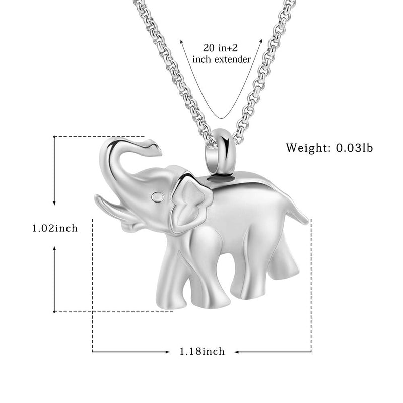 [Australia] - Hearbeingt Cremation Jewelry for Ashes, Elephant Shape Memorial Pendant Made with Stainless Steel, Keepsake Locket Necklace for Pet for Women Silver 