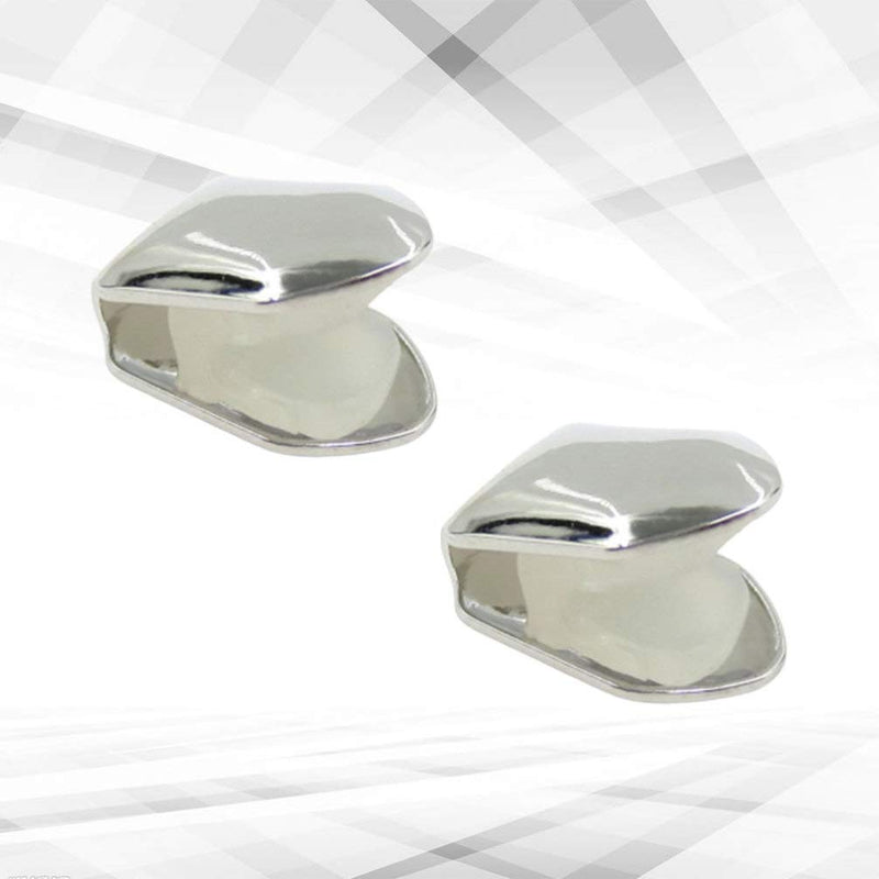 [Australia] - ULTNICE 2pcs Silver Single Tooth Fangs Cap Hip Hop Grills Single Teeth Caps Top Bottom Dental Grill 