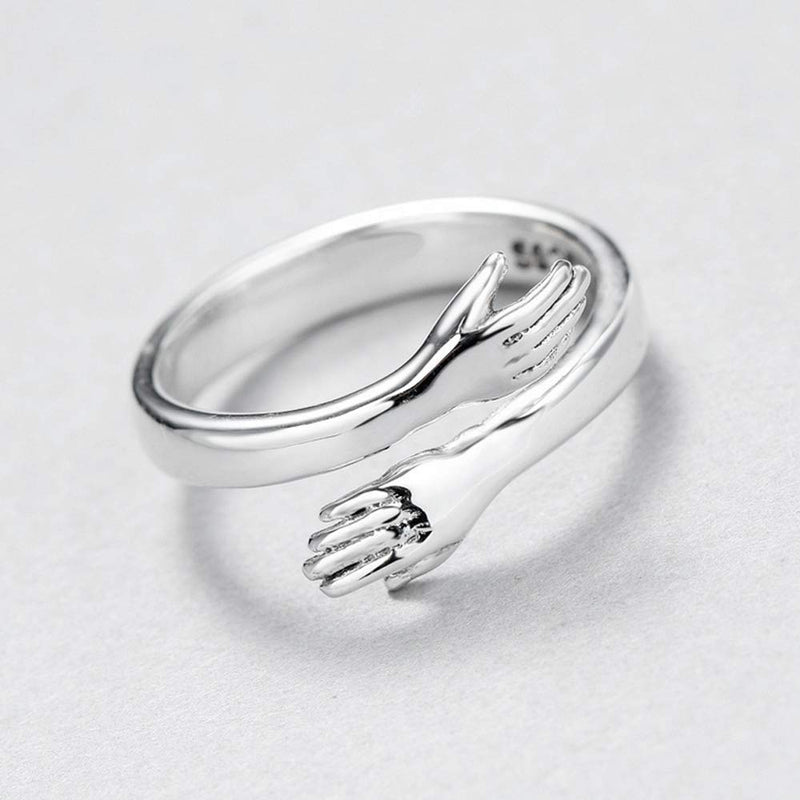 [Australia] - 3PCS Hugging Hands Rings Silver Hands Embrace Open Rings Adjustable Couple Hug Rings Romantic Lover Wedding Ring Jewelry for Women Girls (Hugging Rings) Hugging Rings 