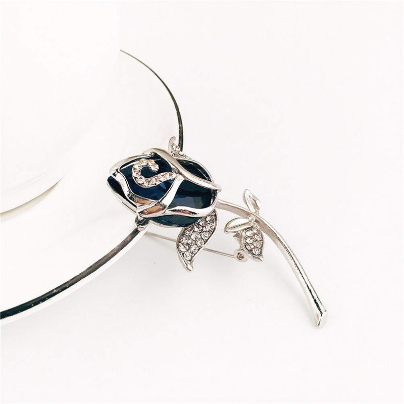 [Australia] - SKZKK Fashion Alloy Broches for Women,Blue Rose Bouquet Diamond Jewelry Women's Accessories for Women Plating Hand Polished 