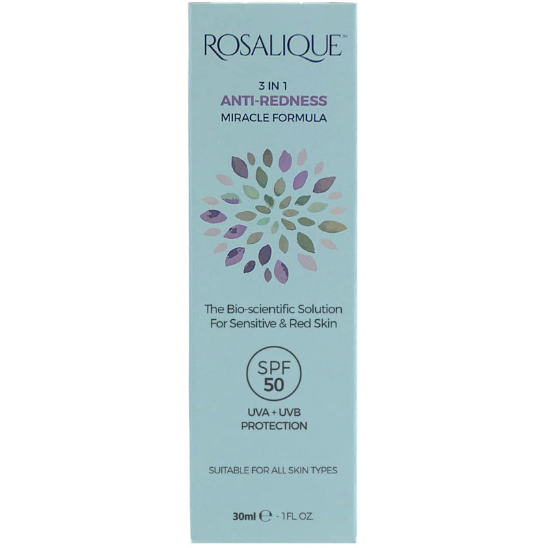 [Australia] - Rosalique 3 in 1 Anti-Redness Miracle Formula Colour Corrector SPF50 for Hypersensitive and Redness Prone Skin, Suitable for All Skin Types 1 x 30 ml 