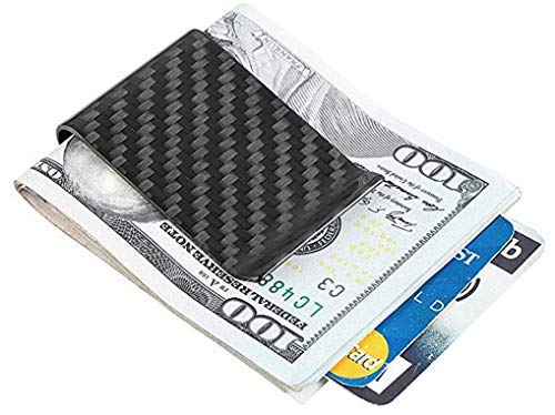 [Australia] - Travelambo Carbon Fiber Money Clip Front Pocket Wallet Minimalist Wallet Slim Wallet Credit Business Card Holder (CB black) 