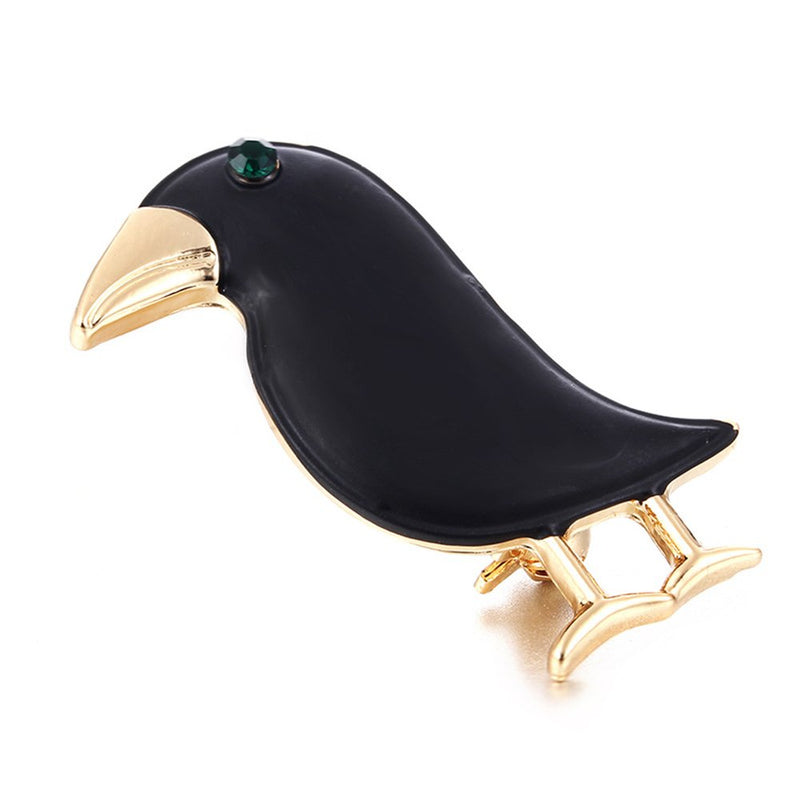 [Australia] - MINGHUA Gun Black Birds Corsage Brooches Enamel Crow Collar Jewelry for Unisex 