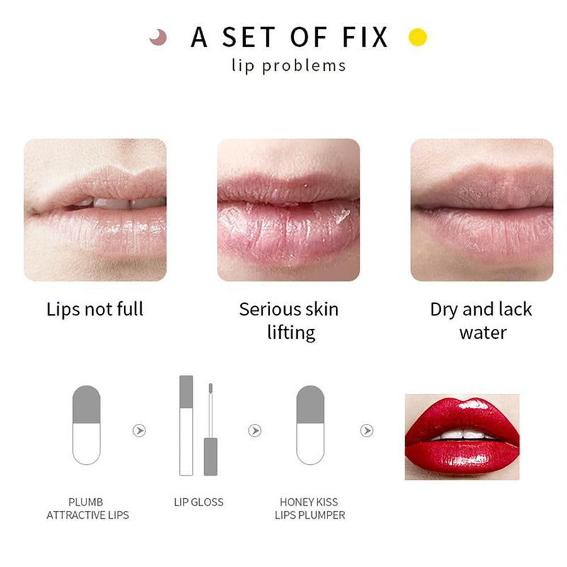 [Australia] - Lip Plumper Set Natural Makeup Plumping Lip Gloss Lip Care Serum Kit Lip Plumper Lip Enhancer For Fuller Hydrated Beauty Lips 2 Pcs 