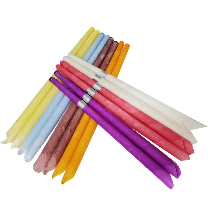[Australia] - All Natural Ear Candles Beeswax Candling Cones - 32 Pcs (8 Colours), Organic Non-Toxic Cylinders Fragrance Hollow Cone Candles with 8 Protective Disks (32 pcs) 