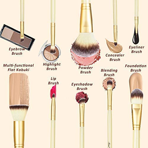 [Australia] - Matto Makeup Brushes 10-Piece Golden Makeup Brush Set with Foundation Powder Mineral Eye Face Make Up Brushes Holder 