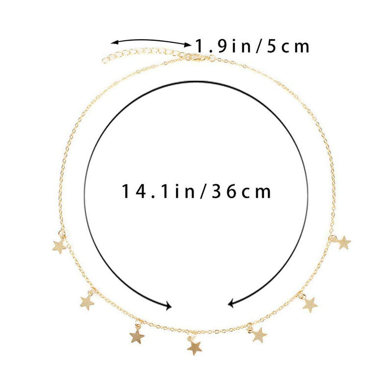 [Australia] - Bomine Star Choker Necklace Chain Tassel Pendant Short Necklaces Jewelry Chains for Women and Girls (Rose) Rose 