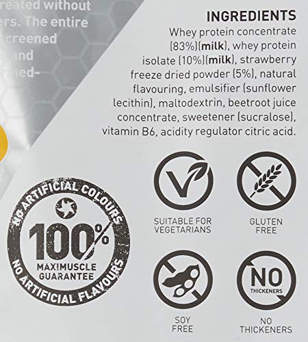 [Australia] - Maximuscle Max Whey | Whey Protein Powder | Protein Shake with Whey Isolate & Concentrate | Low Fat, Low Sugar, Gluten-Free | Strawberry, 480g - 16 Servings 