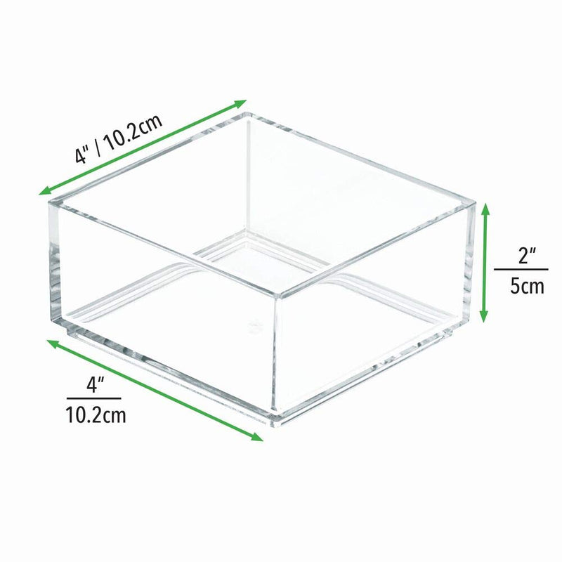 [Australia] - mDesign Small Plastic Makeup Organizer for Bathroom Drawers, Vanity, Countertop - Storage Bins for Eyeshadow Palettes, Lipstick, Lip Gloss, Blush, Concealers, Hair Ties - 4" Square - Clear 1 7.5 x 7.5 x 6 