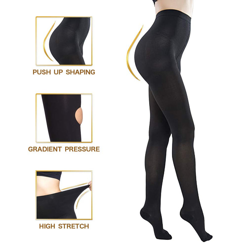 [Australia] - Compression Pantyhose 20-30 mmHg Tights Stockings for Women Men Closed Toe Support Gradient Varicose Veins Black 2X-Large (Pack of 1) 