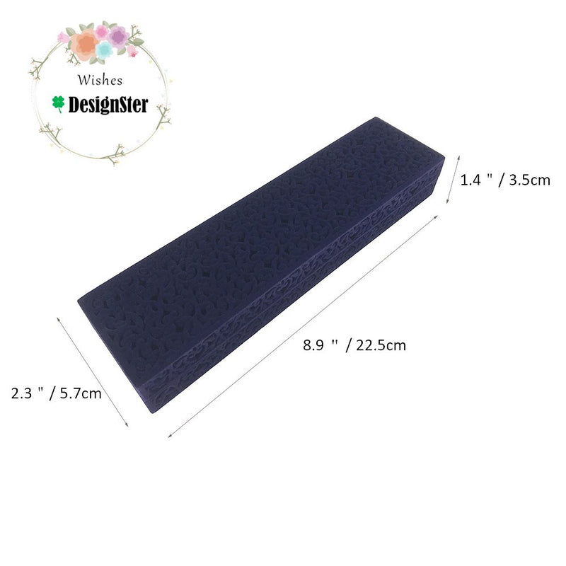 [Australia] - DesignSter Hollow Sapphire Blue Velvet Necklace Box - Long Chain Necklace Storage Case Jewelry Packaging Gift Box 