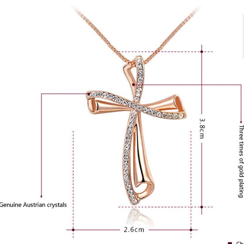 [Australia] - Jude Jewelers Silver Rose Gold Plated Christian Cross Religious Prayer Pendant Necklace 