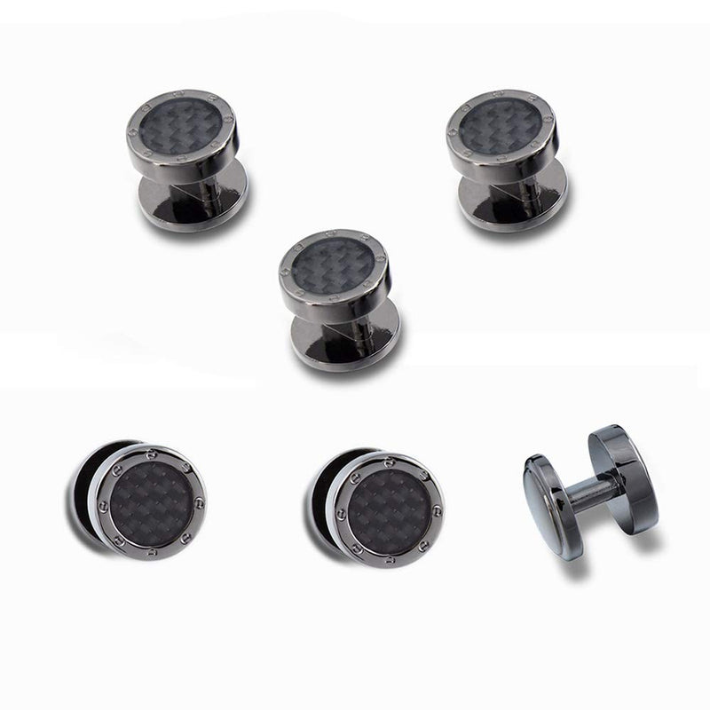 [Australia] - HAWSON Black Cufflinks and Tuxedo Shirt Stud Set for Men - Wedding Business Parties in Gift Box 