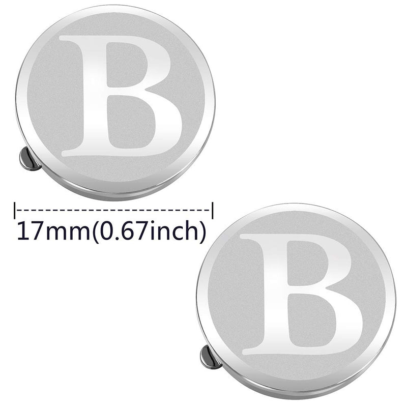 [Australia] - HAWSON Button Covers for Men - Silver Mens Button Cover Cufflinks for Wedding and Formal Event Accessories - Personalized Alphabet Initials A-Z B 