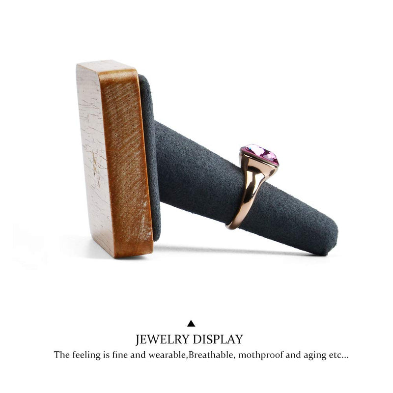 [Australia] - Oirlv Single Finger Wooden Ring Display Stand Jewelry Showcase Display Holder (Grey) Grey 