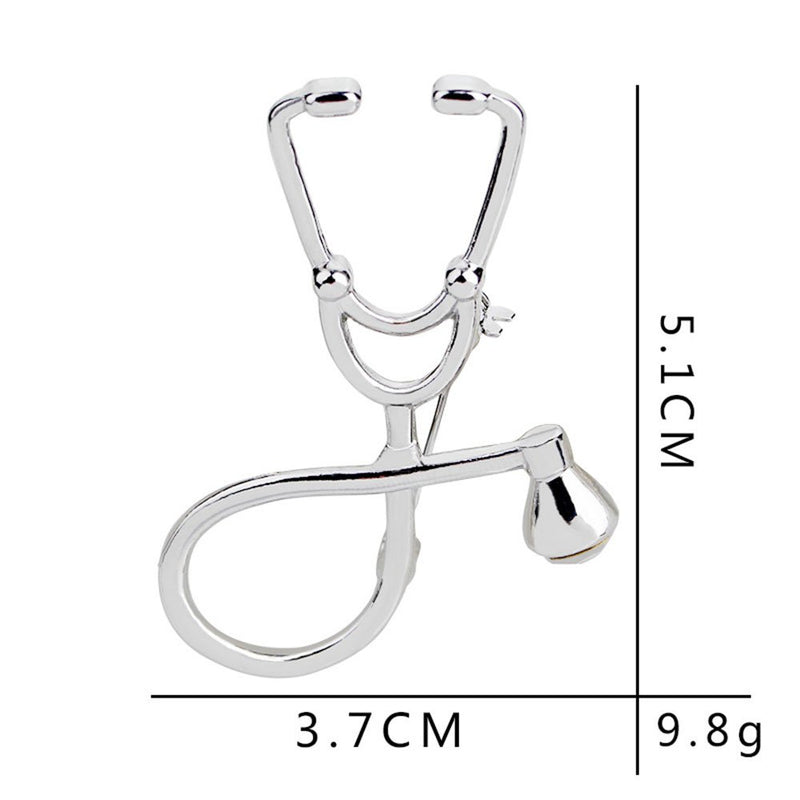 [Australia] - MINGHUA Stethoscope Brooch Stethoscope Pin Nurse, Medical Student Graduation Gift, Physician Jewelry Silver 