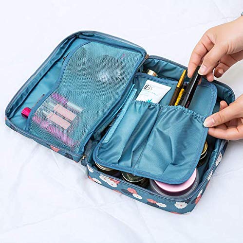 [Australia] - YASSUN Travel Makeup Cosmetic Bag，Multifunction Washing Cosmetic Bag Portable Makeup Pouch Suitable for Girl & Women, Daisy Blue 