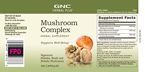 [Australia] - GNC Herbal Plus Mushroom Complex, 100 Capsules, Supports Well-Being 