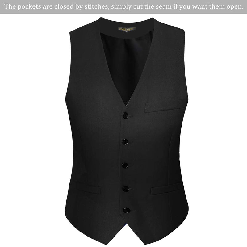 [Australia] - BABEYOND Mens Vintage Suit Vest Business Slim Fit Suit Vest Classic Waistcoat Black XX-Large 