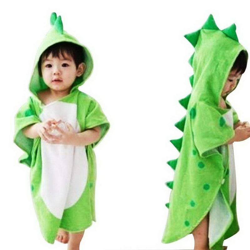 [Australia] - nuosen Hooded Baby Towels, Cotton Dinosaur Pattern Cute Bath Towel Kids Robe Beach Swimming Hooded Poncho for Babies Boys Girls(Green) 