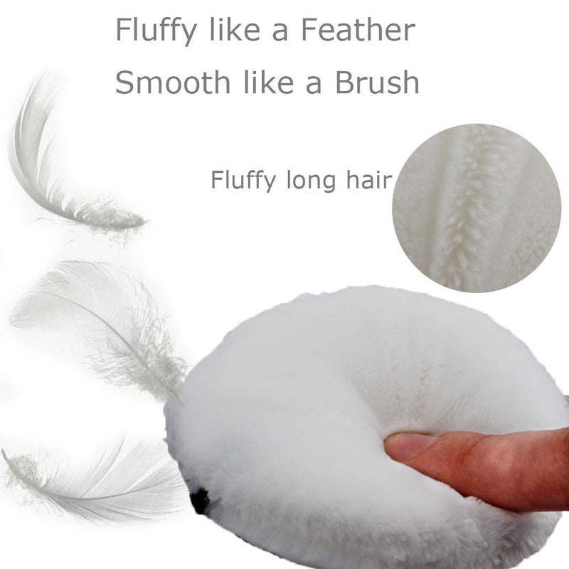 [Australia] - Fluffy Long Hair Powder Puff, Include a Flat Top Foundation Brush, for Loose Powder/Face Powder/Body Powder, Flawless Foundation Puff, Face Makeup Pad, Pack of 4 
