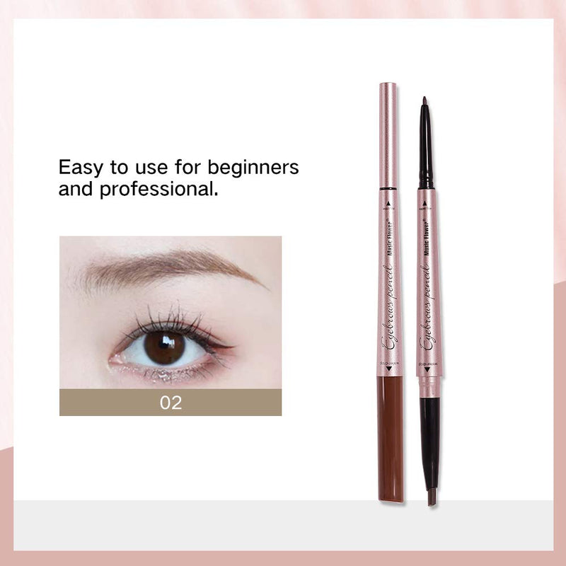 [Australia] - Music Flower Double Head Eyebrow Pencil Stereoscopic Eye Makeup Waterproof Smudge-proof Long-lasting Silky (2#Light Brown) 2# Light coffee 