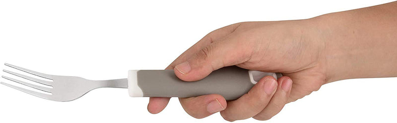 [Australia] - Special Supplies Adaptive Utensils 5-Piece Set Non-Weighted, Non-Slip Handles for Hand Tremors, Arthritis, Parkinson’s or Elderly Use - Stainless Steel Knife, Rocker Knife, Fork, Spoons - Gray 