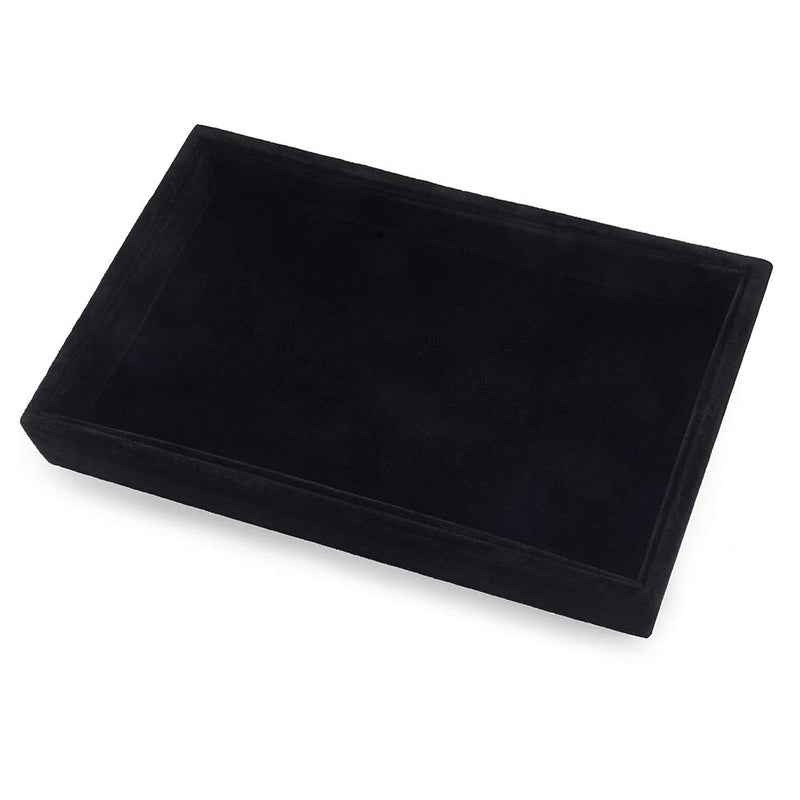 [Australia] - VALYRIA Velvet Empty Ring Earrings Tray Box Showcase Display Jewelry Organizer (Black) Black 