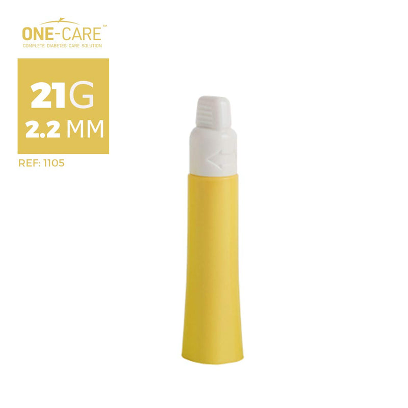 [Australia] - MediVena ONE-Care Safety Lancets, Contact-Activated, 21G x 2.2mm, 100/bx, Sterile, Single-Use, Preloaded, Gentle for Comfortable Testing 