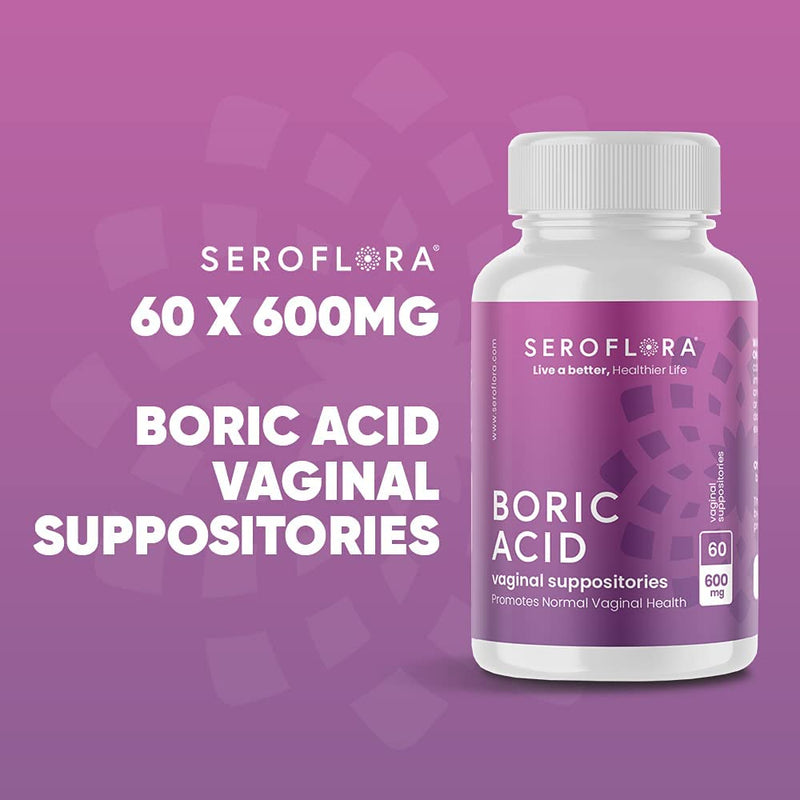 [Australia] - Seroflora Boric Acid Vaginal Suppositories 600 mg 60 Pack - Boric Acid Pills for Women - Feminine Health and Wellness Essentials - Vaginal Health pH Balance for Women - Supports Vaginal Odor Control 